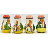 Lorna Bailey 2 x House and Path salt & pepper cruet sets circa 1998. 10cm high. One is marked on