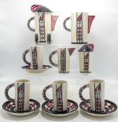 Lorna Bailey "Mackintosh" limited edition tea set, number 53/100 consisting of: tea pot 12.5 cm