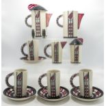 Lorna Bailey "Mackintosh" limited edition tea set, number 53/100 consisting of: tea pot 12.5 cm