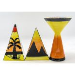 Three Lorna Bailey pieces - A Pyramid flat topped sugar sifter, marked " to base, 15 cm high, a