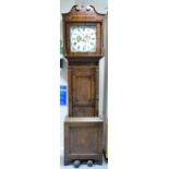 19th century oak and mahogany longcase clock by John Smith of Wrexham. Complete with weights &