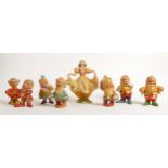 A set of Wade first version Snow White and the Seven Dwarfs, c1930s in cellulose finish, some