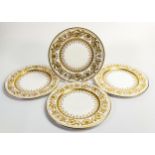 De Lamerie Fine Bone China, four heavily gilded dessert plates, specially made high end quality