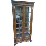 Titchmarsh & Goodwin oak glazed bookcase with 2 drawer base, height 188 x 91 x 40cm