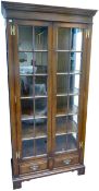 Titchmarsh & Goodwin oak glazed bookcase with 2 drawer base, height 188 x 91 x 40cm