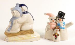 Wade Seasonal Snow Greetings snowman figures, smaller signed in marker pen JW dated 20/9/05 and