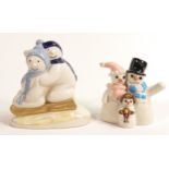 Wade Seasonal Snow Greetings snowman figures, smaller signed in marker pen JW dated 20/9/05 and