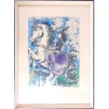 Pablo Picasso lithograph print Jaquerline on a white horse, dated 11/3/1959 in wood frame, 35.5 x