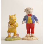 Royal Doulton prototype figures Algy Pug and Winnie the Pooh, Algy unmarked and Pooh has sample by