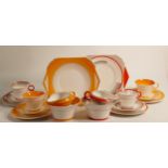 Shelley Regent shape tea ware, 2 x trios, bread & butter plate, milk jug and sugar bowl, pattern