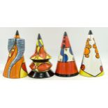 Four Lorna Bailey Conical sugar sifters - Semi Circle, limited edition sugar sifter 14cm high -