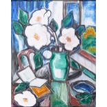 Oil painting. ‘Flowers by the Window’ RA Exhibit 1995 Prov Llewellyn Alexander Gallery Ljerka Njers.