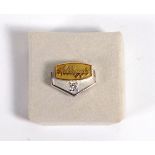 10k white & yellow gold & diamond "Kellogg's" tie pin, 3.2g, awarded for 25 years company service,