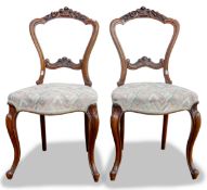 Pair of upholstered Victorian dining chairs. (2)