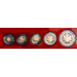 Cased 5 proof sovereign (£5 down) limited edition set 502/700. In pristine unblemished condition