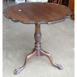 19th century mahogany tip top table on ball & claw feet, height 65cm & diameter 60cm