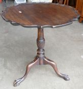 19th century mahogany tip top table on ball & claw feet, height 65cm & diameter 60cm