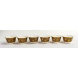 De Lamerie Fine Bone China heavily gilded Robert Adam patterned tea bowls, specially made high end