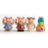 Four Wade Pig style figures including - Topsy Turvy, Wirly-Whirley, Caesar etc., tallest 7cm, (