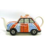 Lorna Bailey Taxi tea pot 13cm high. Mark on bottom "hcl". Name in blue. Limited edition number 7/50