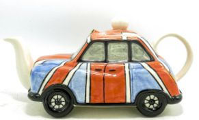 Lorna Bailey Taxi tea pot 13cm high. Mark on bottom "hcl". Name in blue. Limited edition number 7/50