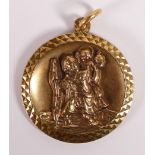 9ct gold St Christopher round medallion, d.2,5cm,13.3g.