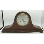 Large inlaid mantle clock, in carpenter made box, length 53cm