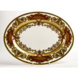 De Lamerie Fine Bone China marbled Burgundy Majestic patterned oval platter, specially made high end