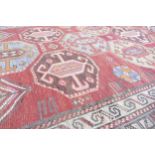 Large Kilim type runner rug, some fraying to outer edges, 252cm x 122cm