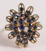 14ct gold sapphire cluster dress ring, size Q,5.7g.