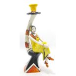 Lorna Bailey Art Deco Lady Candlestick. Limited edition 19/100. 27cm high - with certificate, mark