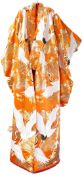 Exquisite 20th century wedding Kimono with dragon and floral decoration on orange background