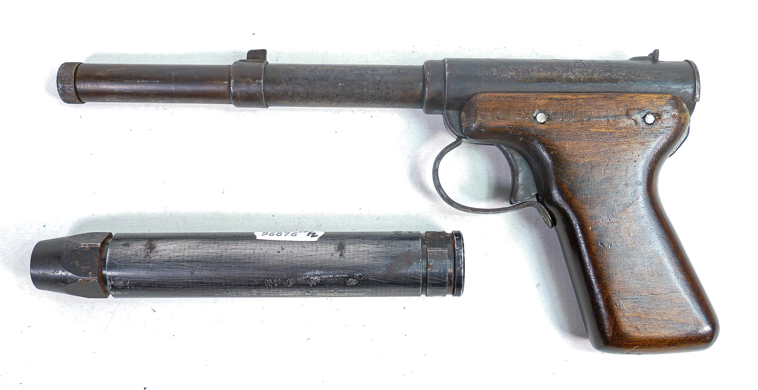Vintage Diana Mod 2 air pistol & Webley Pro System multi fit silencer. (2)