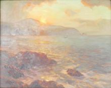 Julius OLSSON (1864-1942). Oil on canvas. Coastal Scene. Measures 61 x 76 cm