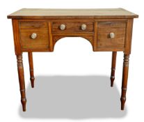 19th century Regency mahogany 3 drawer side table, depth 47cm, length 89cm & height 76cm