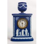 Wedgwood dip blue Mantle clock, height 22cm.
