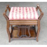 Antique Upholstered Piano stool 56cm W 61cm H