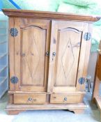Antique Stained wood 2 door, 2 drawer drinks / side cabinet 125cm W 122cm H