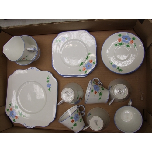 Osborne china tea set to include cake plate, 4 side plates 6 cups and saucers, milk jug and sugar