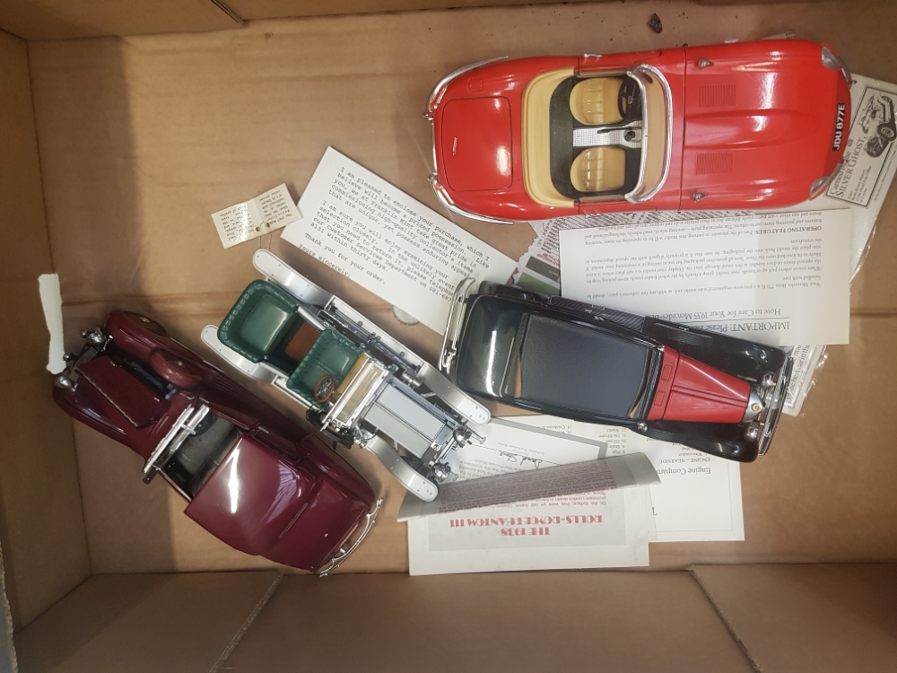 A collection of Franklin Mint 1: and similar scale vehicles to include 1935 Mercedes Benz 770k, 1938