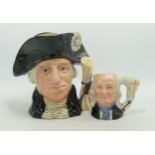 Royal Doulton Large & Small seconds characters jugs of George Washington & Benjamin Franklin D6655(