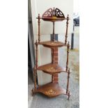 Victorian style 4 tier inlaid corner whatnot 125cm H x 40cm W