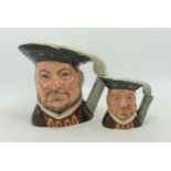 Royal Doulton Large & Small seconds characters jugs of Henry VIII D6642 & D6647(2)