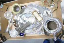 A Collection of Silver Plated items to include Teapots, Serving Trays, Ladle etc