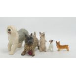 Royal Old English Sheepdog Figure, Cairn Terrier Figure , Seated Terrier Small Corgi etc (5)