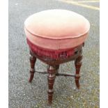 French Vintage Upholstered rotating Stool 50cm H x 36cm W