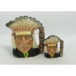 Royal Doulton Large & Small seconds characters jugs of North American Indian D6611 & D6614(2)