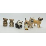 Beswick Figures to include Koala x 2, Panda, Pug & Cairn Terrier(6)
