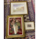 Three Mixed Framed items to include K W Burton limited edition print, framed tapestry & similar,