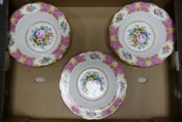 Royal Albert Lady Carlyle Patterned Rimmed Bowls x 8 (all seconds)